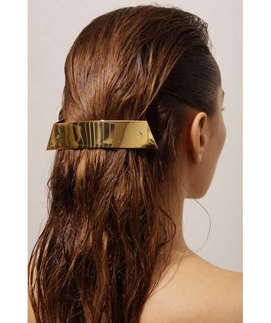 Barrette cheveux 3D en or et argent brillant